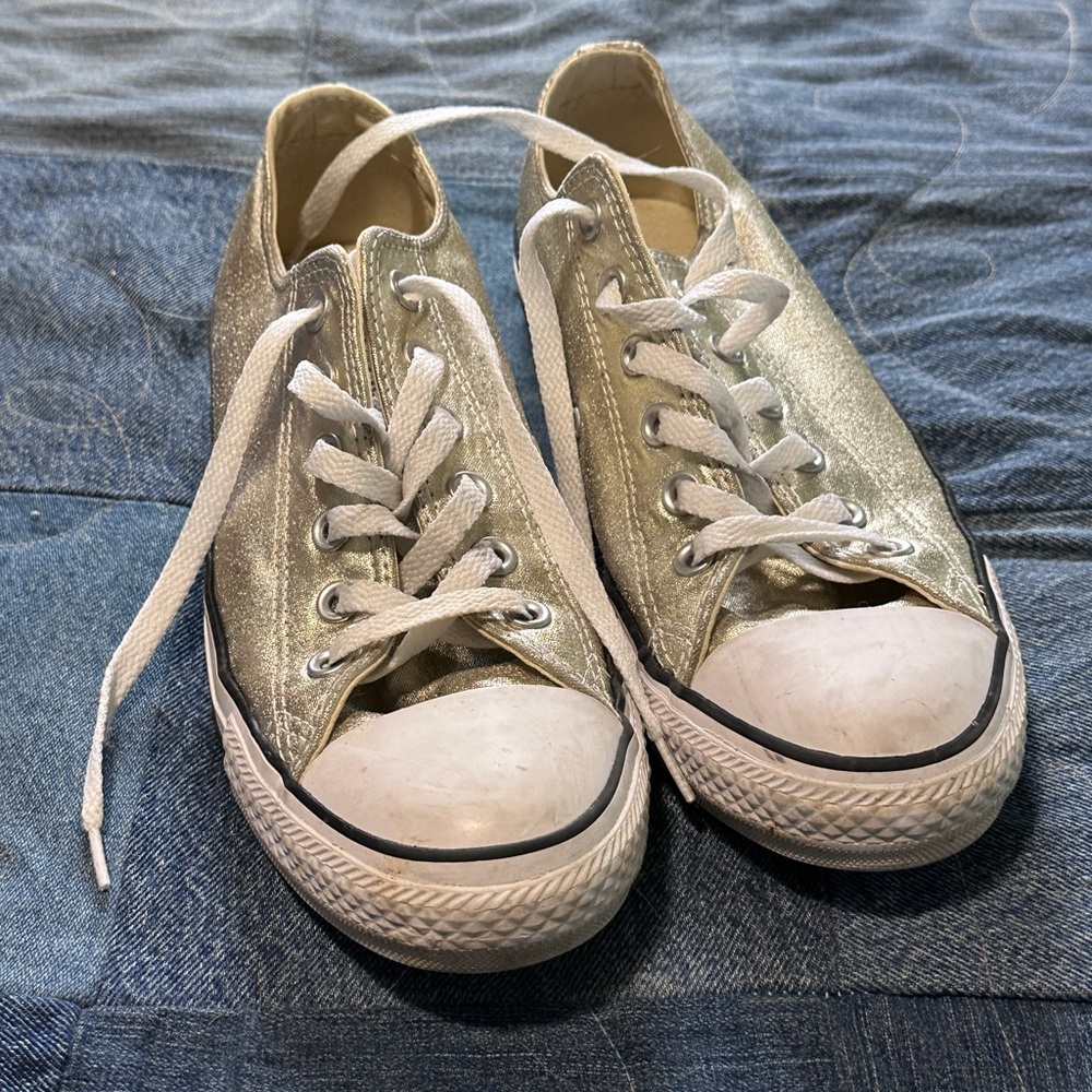 Converse Metallic Gold Sneakers with White Accents